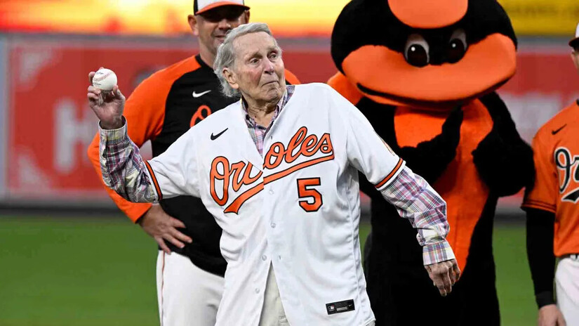 Brooks Robinson, Orioles third baseman with 16 Gold Gloves, has