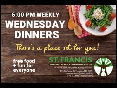WEDNESDAY FREE DINNER AT ST. FRANCIS