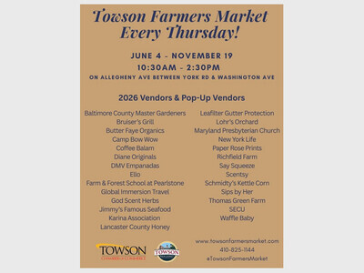 TOWSON FARMER'S MARKET--EVERY THURSDAY